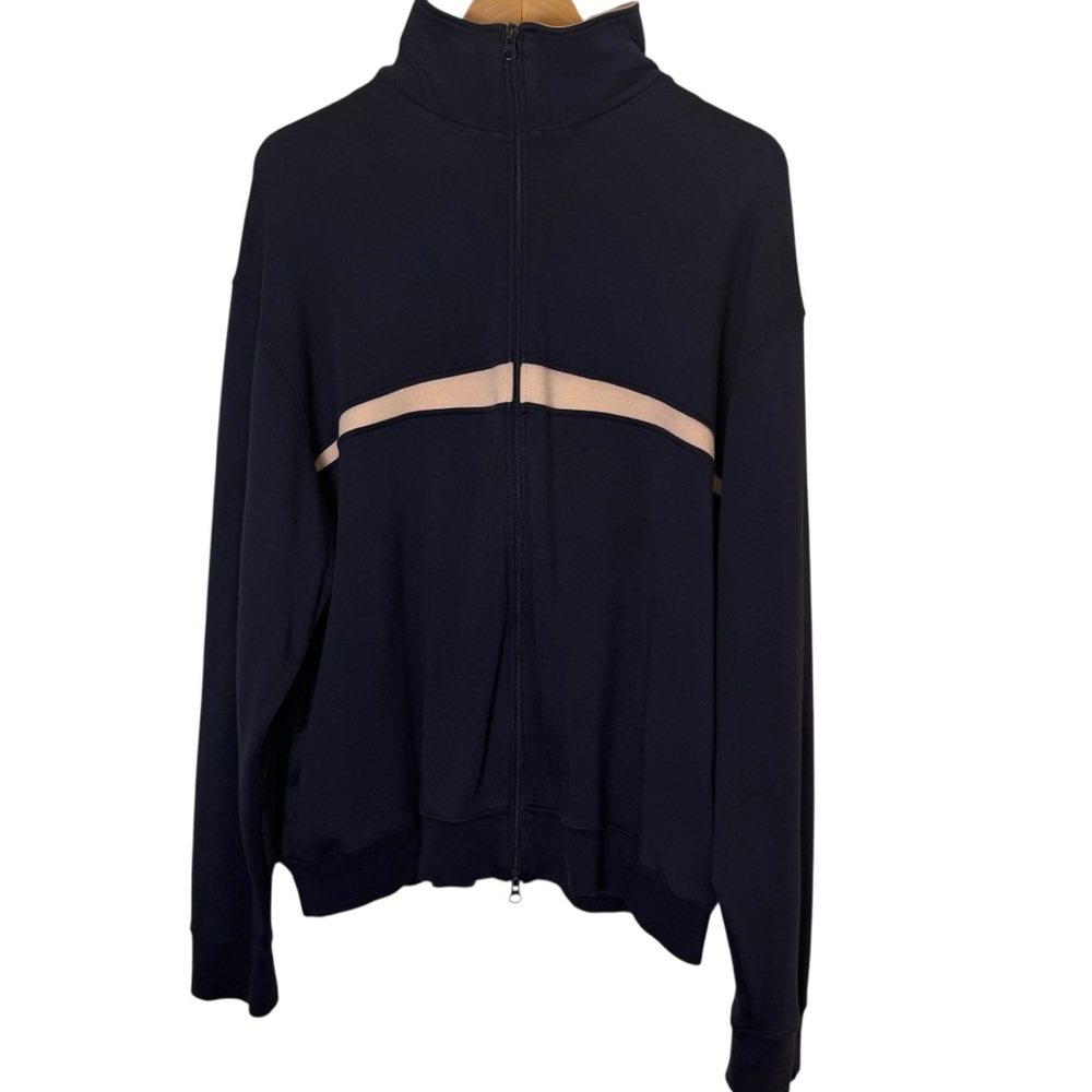 Men's Maus and Hoffman Pima Cotton Navy Zip Front Track Jacket sz L